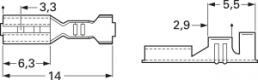 Unisolierte Flachsteckhülse, 2,8 x 0,8 mm, 0,5 bis 1,0 mm², AWG 20 bis 18, Messing, 3767.60