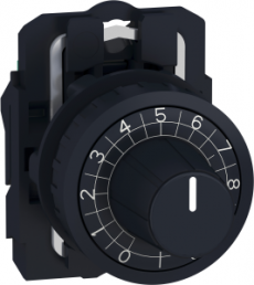 Frontelement + Montageplatte für Potenziometer, unbeleuchtet, Bund rund, Frontring schwarz, Einbau-Ø 22 mm, ZB5AD922