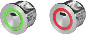 Berührungsloser Schalter mit Ringbeleuchtung grün/rot, Einbau-Ø 22 mm, Edelstahl, Litzenanschluss, IP67
