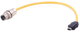 Sensor-Aktor Kabel, ix Industrial Typ A-Stecker, gerade auf M12-Kabeldose, gerade, 10-polig/8-polig, 0.3 m, PUR, gelb, 33480171804003