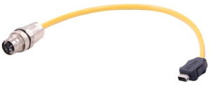 Sensor-Aktor Kabel, ix Industrial Typ A-Stecker, gerade auf M12-Kabeldose, gerade, 10-polig/8-polig, 1 m, PUR, gelb, 33480171804010