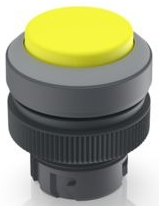 Drucktaster, beleuchtbar, rastend, Bund rund, gelb, Frontring lichtgrau, Einbau-Ø 22.3 mm, 1.30.240.211/1408