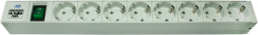19"-Schuko-Steckdosenleiste, 8-fach, 2.5 m, 16 A, mit Überspannungsschutz, lichtgrau, 591-401-00