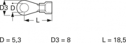 Isolierter Ringkabelschuh, 0,5-1,0 mm², AWG 22 bis 18, 5.3 mm, M5, rot