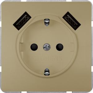 SCHUKO-Steckdose mit USB-Ladegerät, gold, 16 A/250 V, Deutschland, IP20, 5UB1870-0MG01