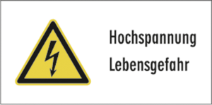 Warnschild, Text: "Hochspannung Lebensgefahr", (B) 32 mm, Kunststoff, 083.09-9-U