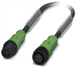 Sensor-Aktor Kabel, M12-Kabelstecker, gerade auf M12-Kabeldose, gerade, 5-polig, 0.3 m, PUR, schwarz, 4 A, 1442874