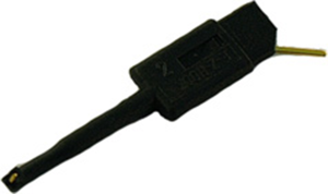 Miniatur-Klemmprüfspitze, schwarz, max. 1 mm, L 35 mm, CAT O, Stift 0,64 mm, KLEPS 064 PCH SW