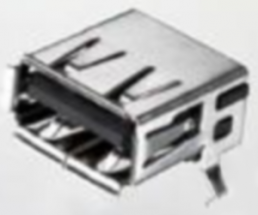 USB Einbaubuchse Typ A, Leiterplattenanschluss, abgewinkelt