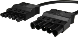Geräteanschlussleitung, Stecker, 5-polig, gerade auf Stecker, 5-polig, gerade, H05VV-F3G1,5mm², schwarz, 1 m
