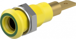 4 mm Buchse, Steckanschluss, Einbau-Ø 8.1 mm, gelb/grün, 64.3040-20