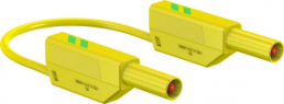 Messleitung mit (4 mm Stecker, gefedert, gerade) auf (4 mm Stecker, gefedert, gerade), 2 m, grün/gelb, Silikon, 1,0 mm², CAT III