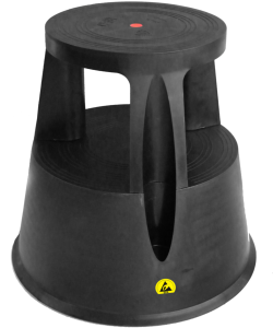 Rollhocker aus Kunststoff schwarz leitfähig mit 3 Rollen, Belastung bis 150 kg