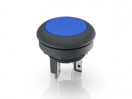 LUMOTAST 16 , Leuchtdrucktaster 5V, Bund rund, tastend, Frontring schwarz, 1 S, Blende blau