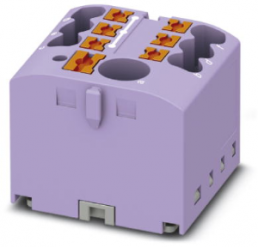 Verteilerblock, Push-in-Anschluss, 0,14-4,0 mm², 7-polig, 24 A, 6 kV, violett, 3273476