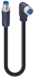 Sensor-Aktor Kabel, M12-Kabelstecker, gerade auf M12-Kabeldose, abgewinkelt, 5-polig, 2 m, PUR, schwarz, 16 A, 934853346