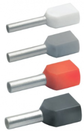 Isolierte Doppel-Aderendhülse, 0,75 mm², 17 mm/10 mm lang, grau, 87010