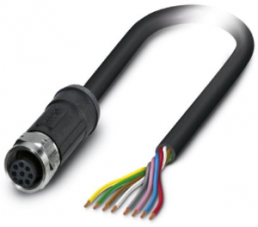 Sensor-Aktor Kabel, M12-Kabeldose, gerade auf offenes Ende, 8-polig, 10 m, PE-X, schwarz, 2 A, 1407276