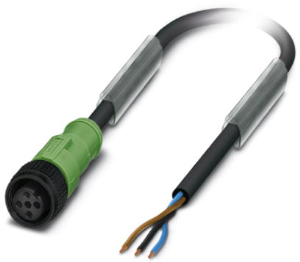 Sensor-Aktor Kabel, M12-Kabeldose, gerade auf offenes Ende, 3-polig, 5 m, PUR, schwarz, 4 A, 1442450