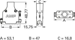 D-Sub Steckverbindergehäuse, Größe: 3 (DB), gerade 180°, Kabel-Ø 10,92 mm, Zinkdruckguss, silber, 5745173-3