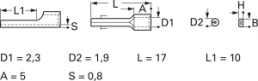 Unisolierter Stiftkabelschuh, 1,5-2,5 mm², AWG 16 bis 14, 1.9 mm, 1.9 mm