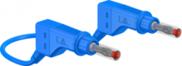 Messleitung mit (4 mm Stecker, gefedert, gerade) auf (4 mm Stecker, gefedert, gerade), 1 m, blau, Silikon, 1,0 mm², CAT II