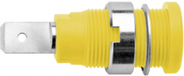4 mm Buchse, Flachsteckanschluss, Einbau-Ø 12.2 mm, CAT III, gelb/grün, SEB 6452 NI / GNGE