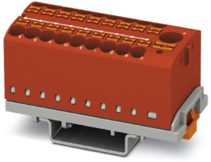 Verteilerblock, Push-in-Anschluss, 0,14-4,0 mm², 19-polig, 24 A, 8 kV, rot, 3273114