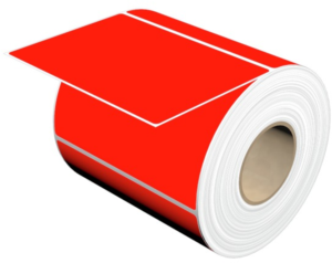 Polyester Etikett, (L x B) 101 x 74 mm, rot, Rolle mit 500 Stk