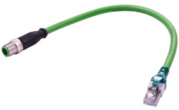 Sensor-Aktor Kabel, M12-Kabelstecker, gerade auf RJ45-Kabelstecker, gerade, 4-polig, 0.2 m, PUR, grün, 09486896018002