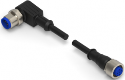Sensor-Aktor Kabel, M12-Kabelstecker, abgewinkelt auf M12-Kabeldose, gerade, 3-polig, 1.5 m, PVC, schwarz, 4 A, 1-2273120-4
