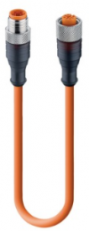 Sensor-Aktor Kabel, M12-Kabelstecker, gerade auf M12-Kabeldose, gerade, 4-polig, 0.6 m, PVC, orange, 4 A, 65156