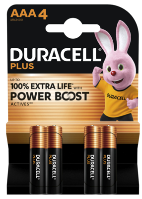 DURACELL PLUS POWER BOOST AAA4 Duracell Rundzellen, 9V-Blöcke