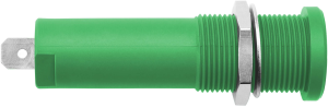 4 mm Buchse, Flachsteckanschluss, Einbau-Ø 12.2 mm, CAT IV, grün, HSEB 3125 L NI / GN