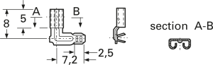 Unisolierte Flachsteckhülse, 2,8 x 0,5 mm, 0,5 bis 1,0 mm², AWG 22 bis 18, Messing, verzinnt, 3764W.67
