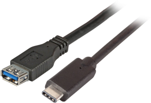 USB 3.2 Adapterkabel, USB Stecker Typ C auf USB Buchse Typ A, 0.2 m, schwarz