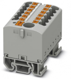 Verteilerblock, Push-in-Anschluss, 0,14-4,0 mm², 13-polig, 24 A, 8 kV, grau, 3274188