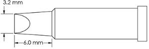 Lötspitze, Meißelform, (L x B) 6 x 3 mm, GT4-CH0032P