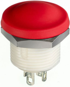 Drucktaster, 1-polig, rot, beleuchtet (weiß), 0,1 A/28 V, Einbau-Ø 15.5 mm, IP67/IP69K, IXP3S06W