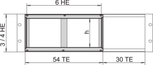 Horizontaler Leiterplattenausbau, 4 HE, 28 TE, vordere Modulschiene mit kurzem Dach