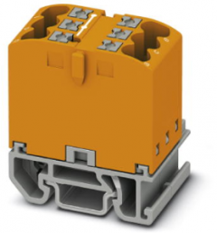 Verteilerblock, Push-in-Anschluss, 0,14-4,0 mm², 6-polig, 24 A, 8 kV, orange, 3274118