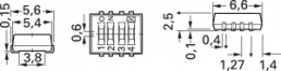 DIP-Schalter, Aus-Ein, 4-polig, gerade, 100 mA/6 VDC, CHS-04MA