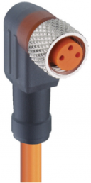 Sensor-Aktor Kabel, M8-Kabeldose, abgewinkelt auf offenes Ende, 3-polig, 10 m, PUR, orange, 4 A, 58318