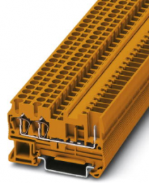 Durchgangsklemme, Zugfeder-/Steckanschluss, 0,08-4,0 mm², 1-polig, 24 A, 6 kV, orange, 3061091