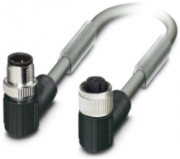 Sensor-Aktor Kabel, M12-Kabelstecker, abgewinkelt auf M12-Kabeldose, abgewinkelt, 5-polig, 0.5 m, PUR, grau, 4 A, 1419074