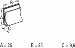 Befestigungssockel, PVC, weiß, selbstklebend, (L x B x H) 25 x 9.6 x 26 mm