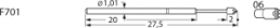 Standard-Prüfstift mit Tastkopf, Waffel, Ø 1.01 mm, Hub 5 mm, RM 1.9 mm, L 27.5 mm, F70106B115G150