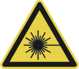 Warnschild, Symbol: Laserstrahl, Ø 100 mm, Kunststoff, 029.01-9-100-W1