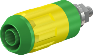 4 mm Buchse, Schraubanschluss, Einbau-Ø 12 mm, CAT II, gelb/grün, 66.9684-20