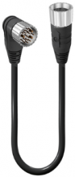 Sensor-Aktor Kabel, M23-Kabelstecker, abgewinkelt auf M23-Kabeldose, gerade, 12-polig, 5 m, PUR, schwarz, 8 A, 13286
